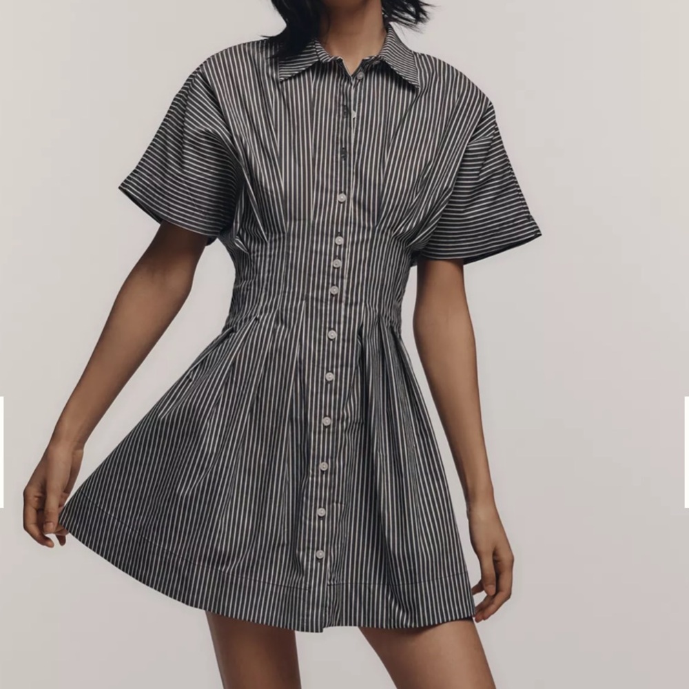 Anthropologie The Tobie Mini Shirt Dress by Exquise